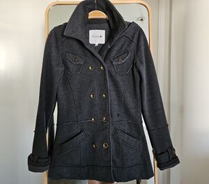 Hurley Women's Charcoal Double-Breasted Pea Coat